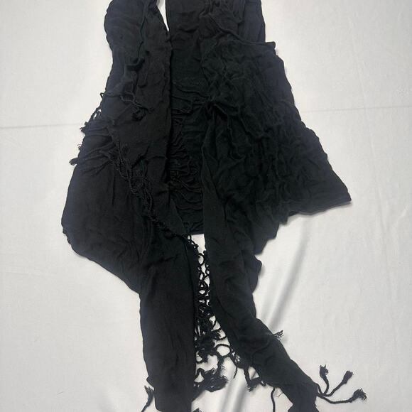 Mustang Rhinestone Fringe Vest Size Medium-Large Unique black open-front vest - Picture 4 of 4